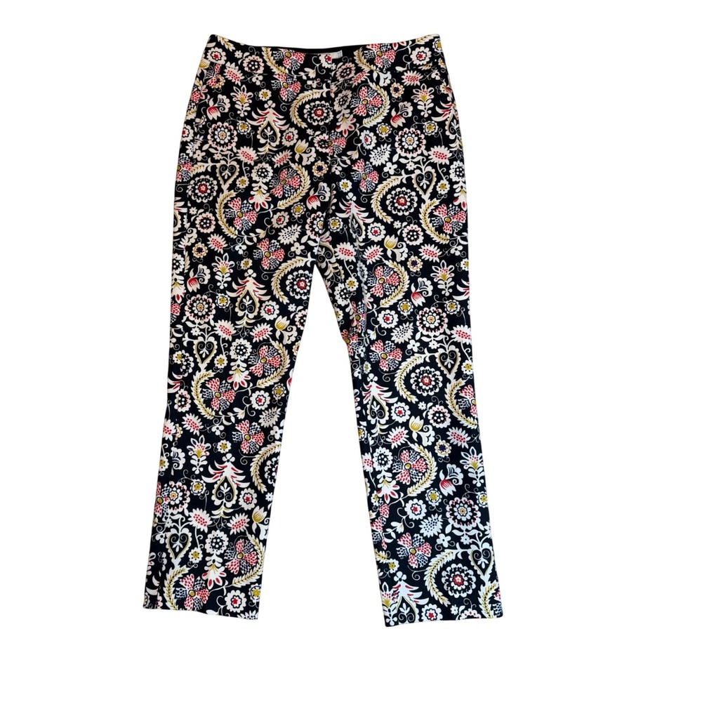 Boden Richmond Black Floral Paisley Straight Leg Trousers Pants US 8R WM453